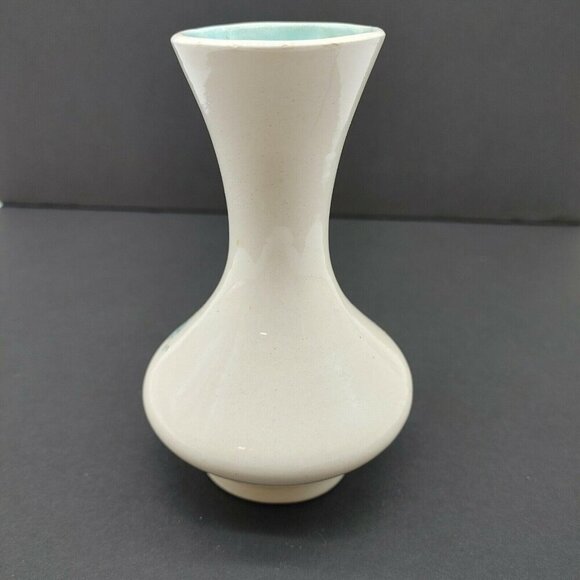 Ceramic Vase With Blue Floral Design & Turquoise Interior Marked Anna 1972 VTG - Picture 2 of 9
